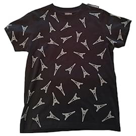 Balenciaga-Camiseta Balenciaga de algodão preto Torre Eiffel-Preto