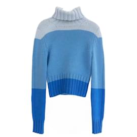 Céline-Celine SS00 Blue Colour Block Cashmere Jumper Sweater-Blue