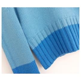 Céline-Celine SS00 Suéter de cashmere em bloco de cor azul-Azul