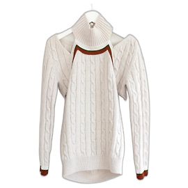 Rosie Assoulin Hold My Bolero Cabrio-Pullover. Creme