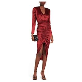 Veronica Beard Cameri Dunkelrotes Seidenkleid Bordeaux