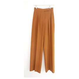 Max Mara Calça larga de lã camel MaxMara Caramelo