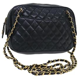 Chanel-CHANEL Matelasse Bolso de hombro con cadena Piel de cordero Negro CC Auth ar10252-Negro