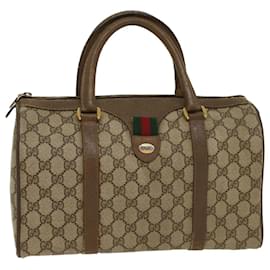 Gucci-GUCCI GG Canvas Web Sherry Line Boston Bag Beige Red Green 39 02 007 Auth yk8683-Red,Beige,Green