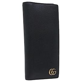 Gucci-GUCCI GG Marmont Wallet Leather Black Auth am4987-Black