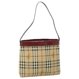 Burberry-BURBERRY Nova Check Bolso de hombro PVC Cuero Beige Rojo Auth 54838-Roja,Beige