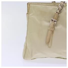 Prada-PRADA Chain Shoulder Bag Nylon Beige Auth 54794-Beige