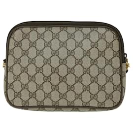 Gucci-GUCCI GG Canvas Shoulder Bag PVC Leather Beige Auth bs8259-Beige