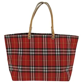 Burberry-BURBERRY Nova Check Tote Bag Canvas Leather Red Black Auth bs8508-Black,Red