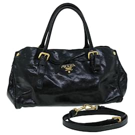 Prada-PRADA Shoulder Bag Leather 2way Black Auth bs8350-Black