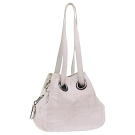 Christian Dior-Christian Dior Lady Dior Canage Shoulder Bag Leather White Auth 54830-White