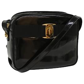 Salvatore Ferragamo-Salvatore Ferragamo Shoulder Bag Patent leather Black Auth ar10217-Black