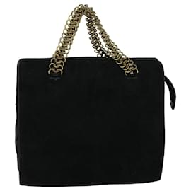 Prada-PRADA Chain Hand Bag Suede Black Auth bs8254-Black