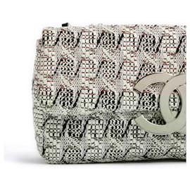 Chanel-Classic 25 Single Flap Shiny Tweed Bag-Silvery,Grey