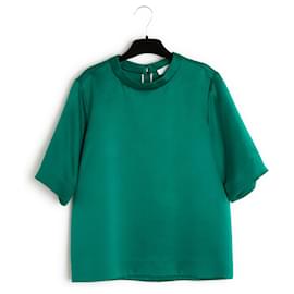 Chloé-Chloe Top Camiseta Satén lana seda verde FR38-Verde