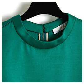 Chloé-Chloe Top T-shirt Raso di lana di seta verde FR38-Verde