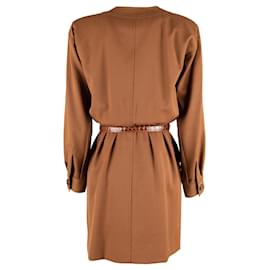Saint Laurent-Saint Laurent Shirt Dress with Belt-Brown