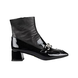 Prada-Prada Patent Leather Ankle Boots-Black
