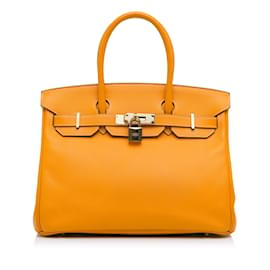 Hermès-HERMES  Handbags   Leather-Orange