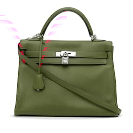 Hermès-HERMES  Handbags   Leather-Red