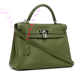 Hermès-HERMES  Handbags   Leather-Red