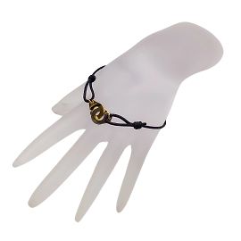 Dinh Van Black / 18K Gold Menottes R15 Adjustable cord bracelet Golden