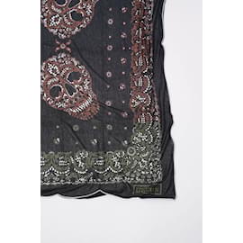 Alexander Mcqueen-Alexander McQueen Paisley Skull Scarf Black Modal-Black