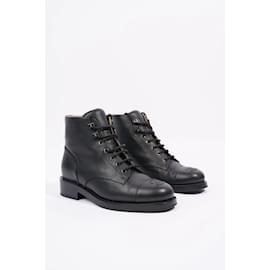 Chanel-Chanel Womens Lace Up Boot Black EU 38.5 / Uk 5.5-Black