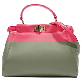 Fendi-Fendi Peekaboo Pink Leather Mini-Pink