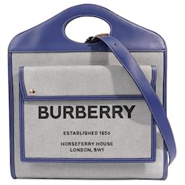 Burberry-Burberry Pocket Bag Blue Canvas Medium-Blue