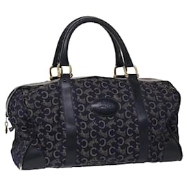 Céline-CELINE Boston Bag Canvas Leather Navy Auth ar8356-Blue