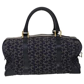 Céline-CELINE Boston Bag Canvas Leather Navy Auth ar8356-Blue