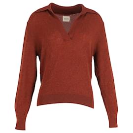 Khaite-Khaite Jo V-Neck Sweater in Brown Cashmere -Brown