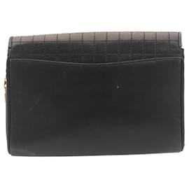 Céline-CELINE Chain Shoulder Bag Leather Black Auth ar6324-Black