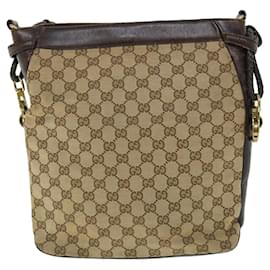 Gucci-GUCCI GG Canvas Shoulder Bag Leather Beige 109097 2123 auth 51010-Brown