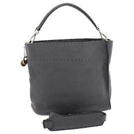 Fendi-FENDI Selleria Anna Small Hand Bag Leather 2way Gray 8BT218 auth 50266-Grey