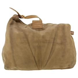 Fendi-FENDI Mamma Baguette Sac à bandoulière en cuir suédé Marron Auth rd2986-Marron