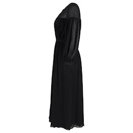 Saint Laurent-Saint Laurent Long Sleeve Maxi Dress in Black Silk-Black