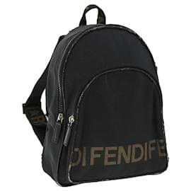 Fendi-FENDI Backpack Nylon Black Auth 50596-Black