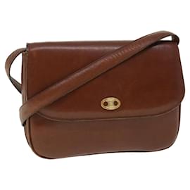Céline-CELINE Shoulder Bag Leather Brown Auth ep1383-Brown