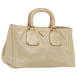 Prada-PRADA Hand Bag Leather Beige Auth ar7000-Brown