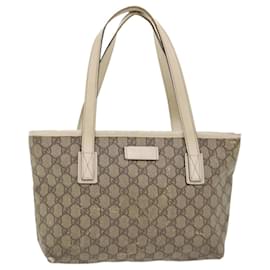 Gucci-GUCCI GG Canvas Hand Bag PVC Leather Beige 211133 auth 49611-Brown