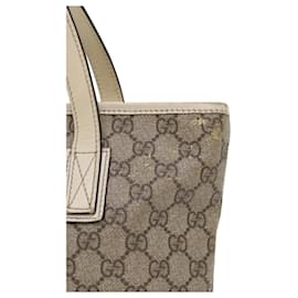 Gucci-GUCCI GG Canvas Handtasche PVC Leder Beige 211133 Auth 49611-Braun