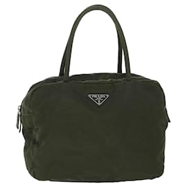 Prada-PRADA Hand Bag Nylon Khaki Auth 50792-Green