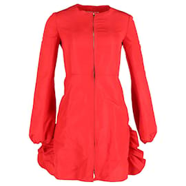 Giambattista Valli-Giambattista Valli Zip Front Ruffled Mini Dress in Red Polyester-Red