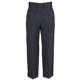Chloé-Pantaloni alla caviglia gessati plissettati Chloé in lana vergine blu navy-Blu,Blu navy