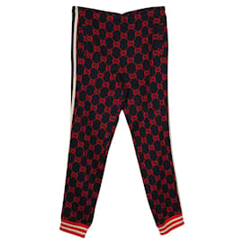 Gucci-Red & Blue GG Jacquard Track Bottoms-Blue