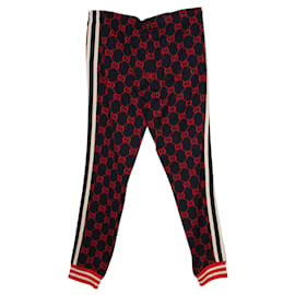 Gucci-Red & Blue GG Jacquard Track Bottoms-Blue