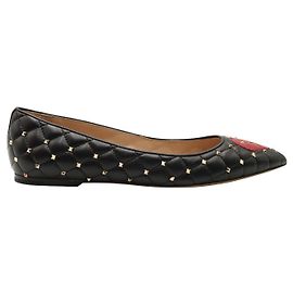 Valentino Ballerine Rockstud Spike con cuore Nero