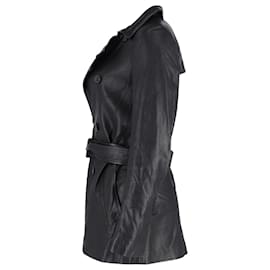 Nili Lotan-Nili Lotan Double-Breasted Trench Coat in Black Leather-Black